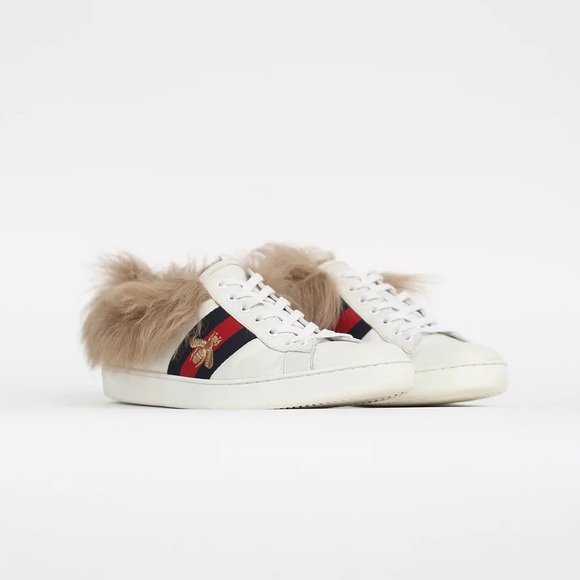 Gucci Other - Gucci White Ace Web Fur Lined Sneakers White 11